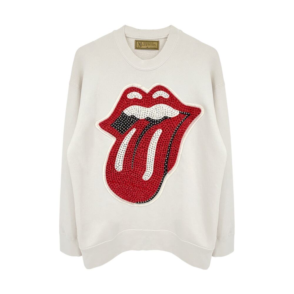 MADEWORN Rolling Stones Crystal Patch Classic Crew Sweatshirt XS
